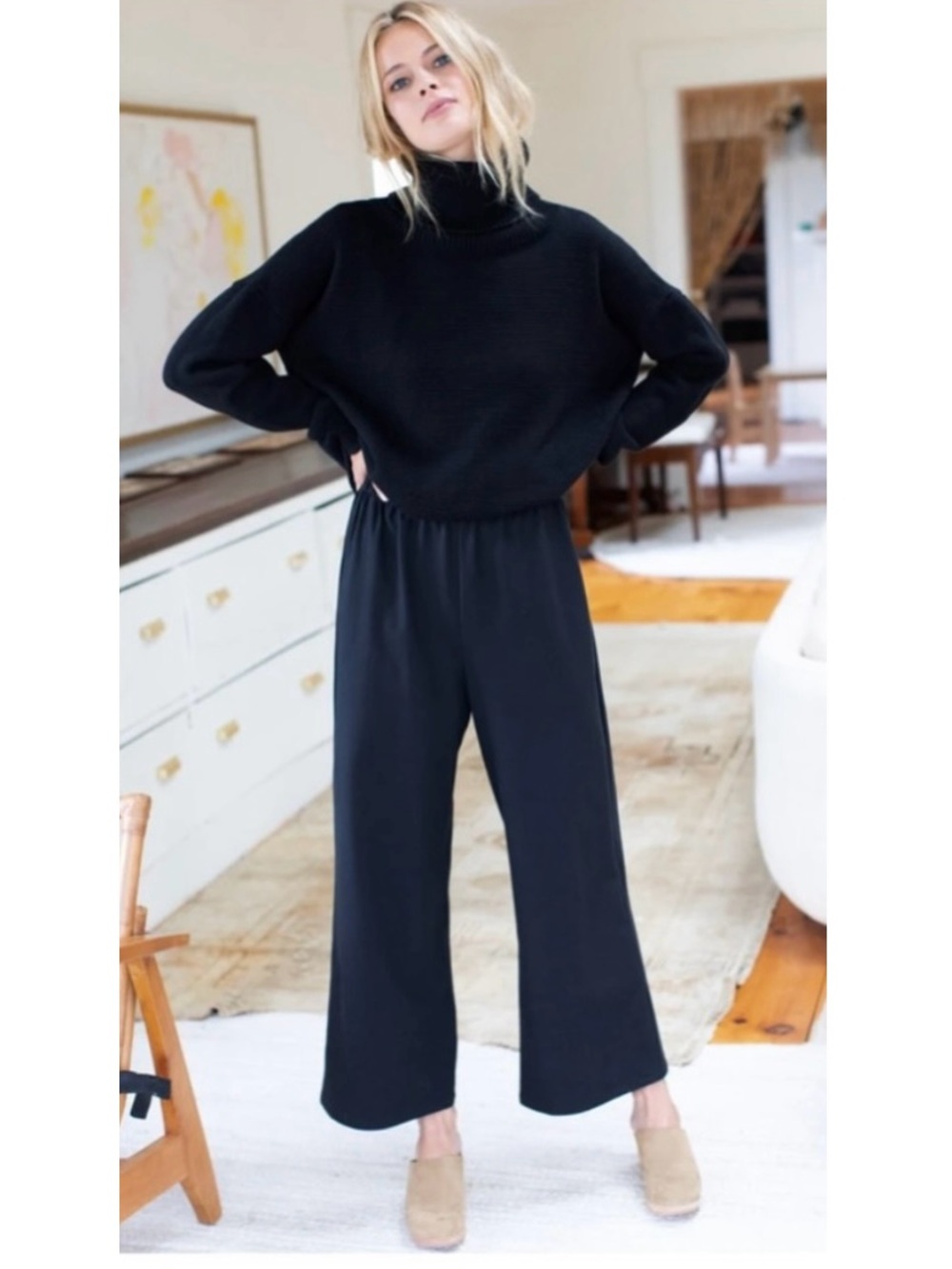 Emerson Fry Wide Leg Pants Small Black Ponte